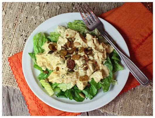 curry chicken salad on lettuce