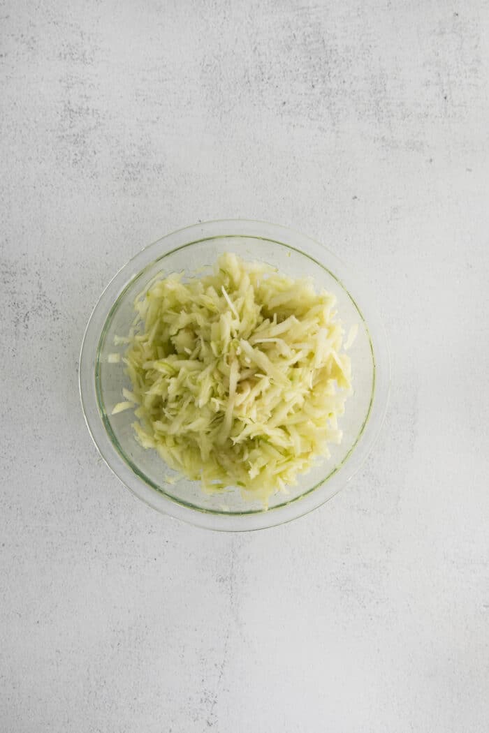 Shredded apple in a bowl