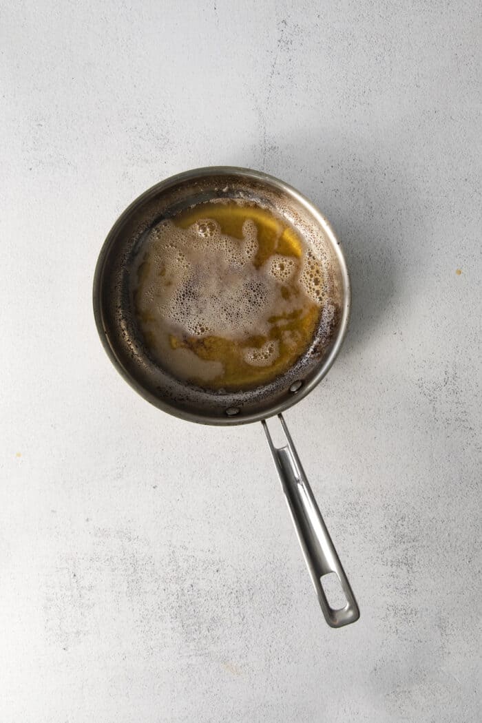 Browned butter in a pan