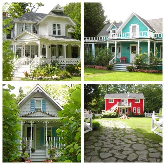 a collage of homes on mackinac island