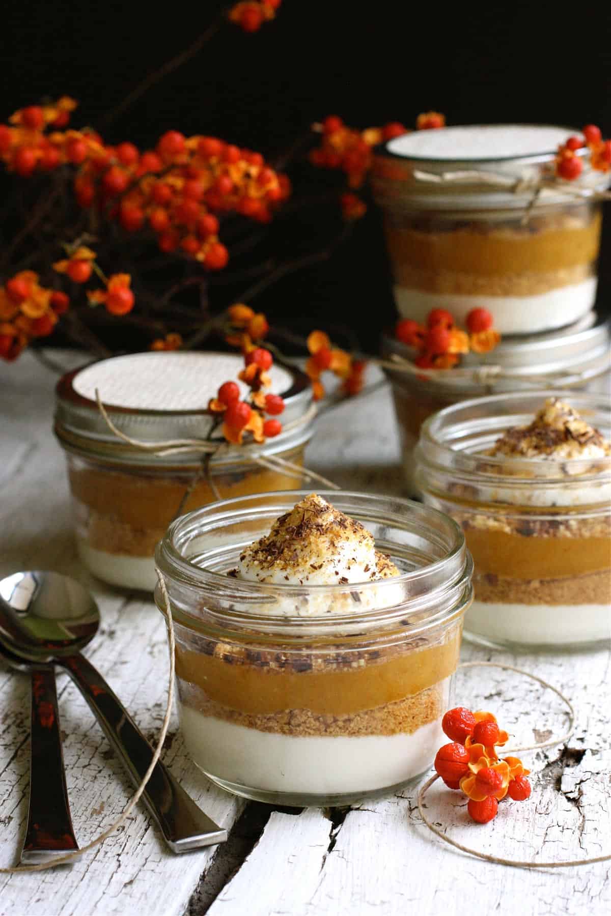 an open jar of Layered Pumpkin Pie