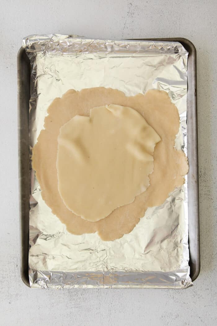 Pastry dough with marzipan on top