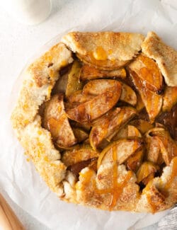 Apple almond galette with hazelnut drizzle