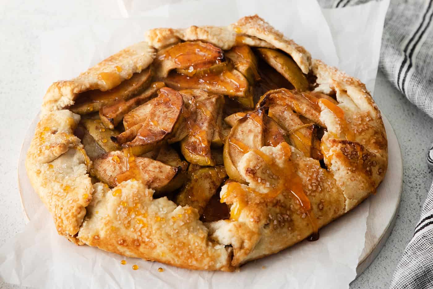 Close-up of an apple almond galette