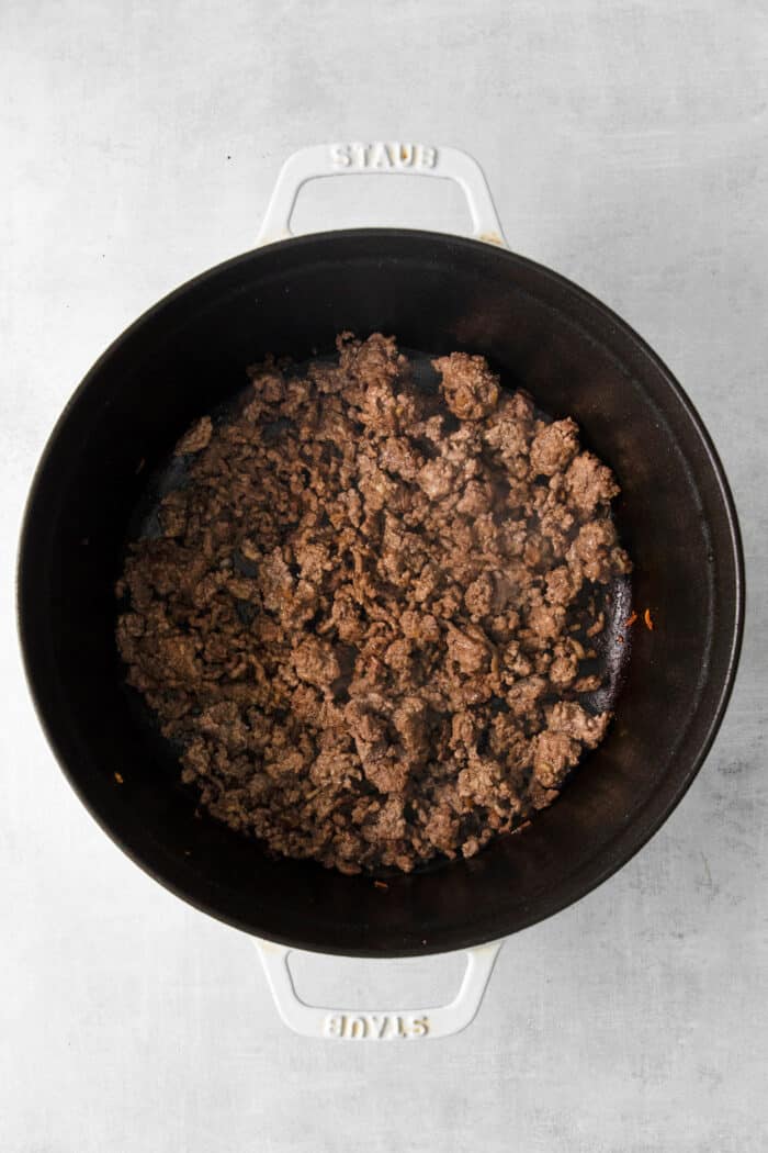 Ground beef in a pot
