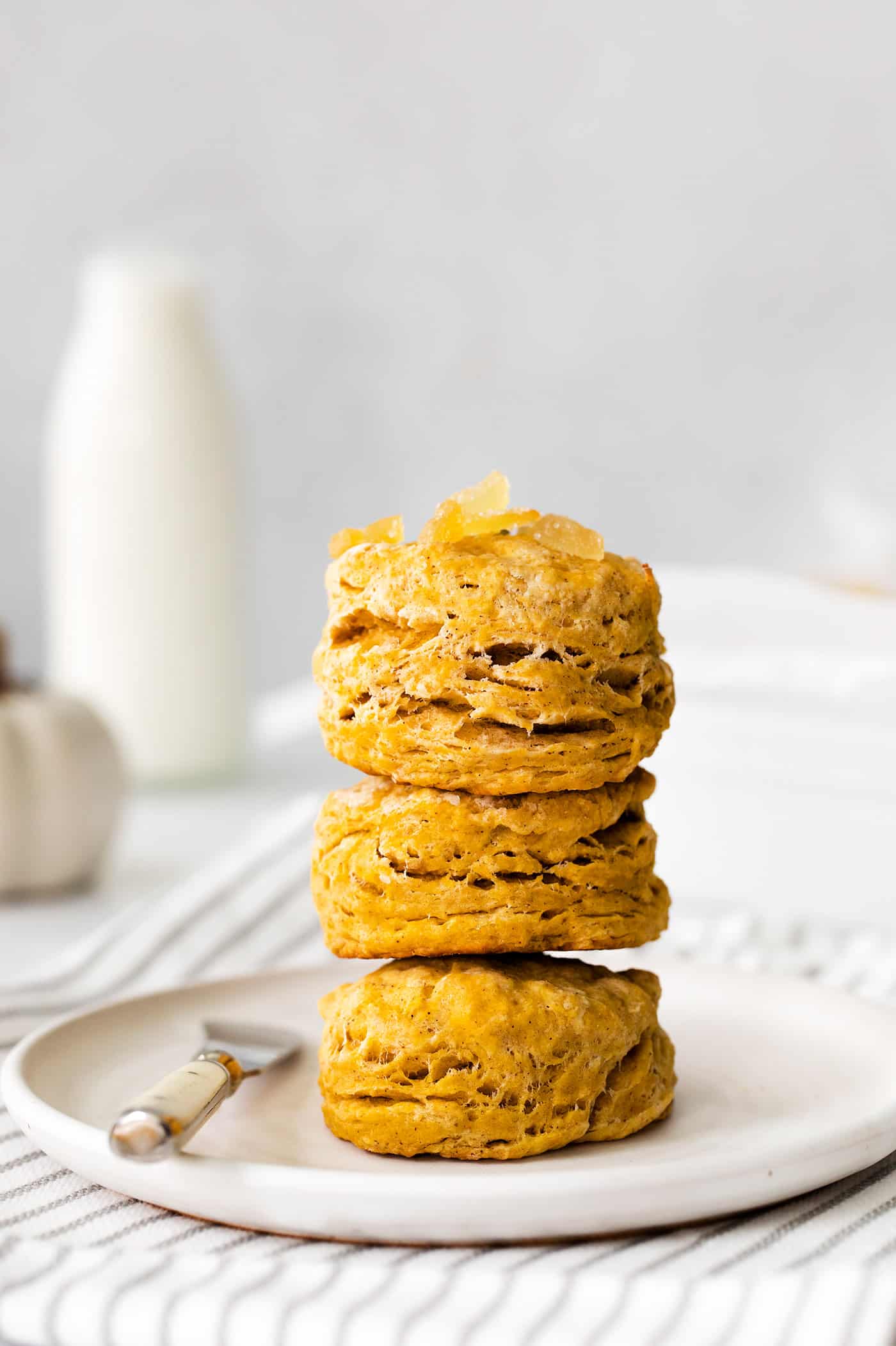 Four biscuits stacked on top of each other