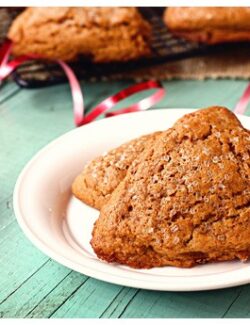 a plate with two gingerbread scones