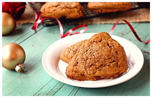 a plate with two gingerbread scones