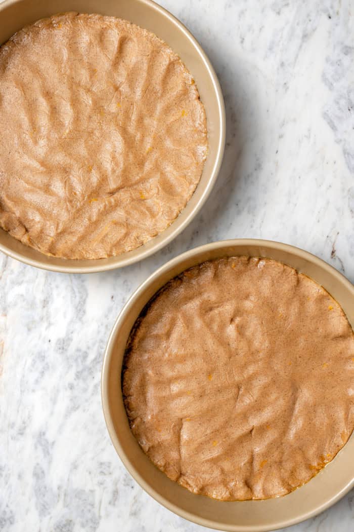 Spice cookie dough pressed into pan