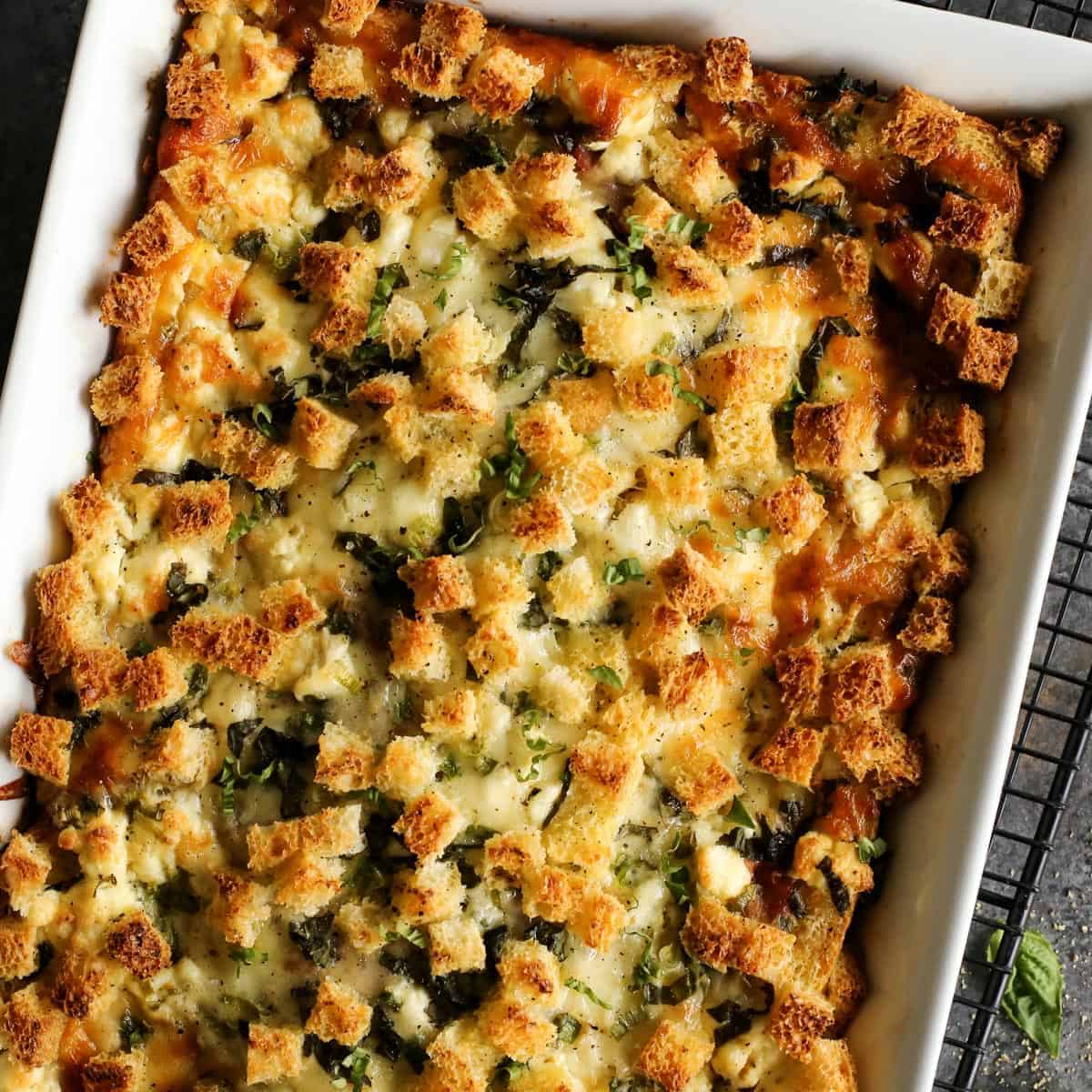 Overnight Egg Bake in a baking dish