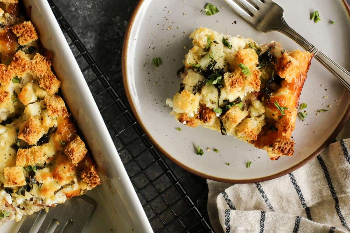 piece of egg bake on a plate