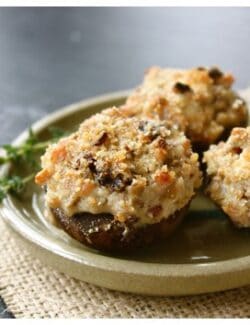 A plate of cheesy stuffed mushrooms