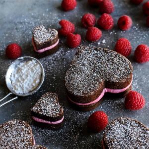 Recipe card photo for heart shaped brownies.