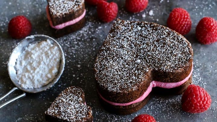 Heart Shaped Brownies With Fresh Raspberry Buttercream A
