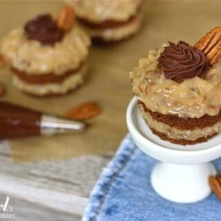 layered german chocolate cupcakes