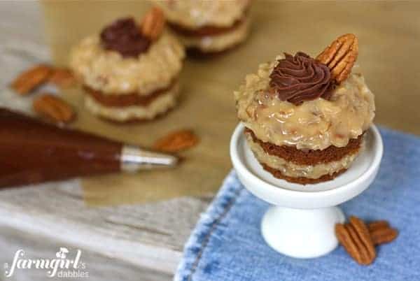 layered german chocolate cupcakes