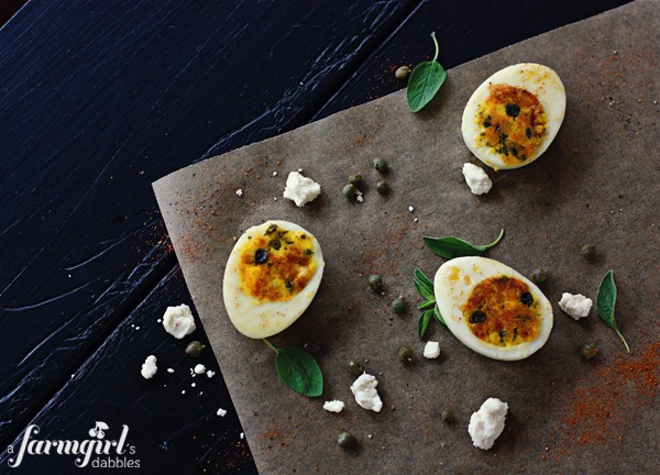 Mediterranean flavored deviled eggs