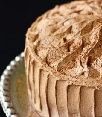 a frosted chocolate cake dusted with chile powder