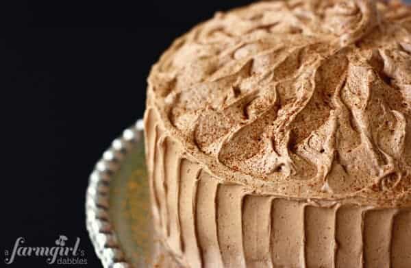 a frosted chocolate cake dusted with chile powder