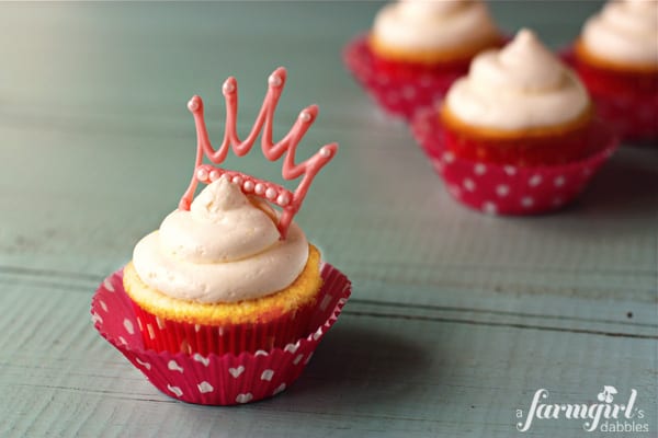 a cupcake with a pink crown