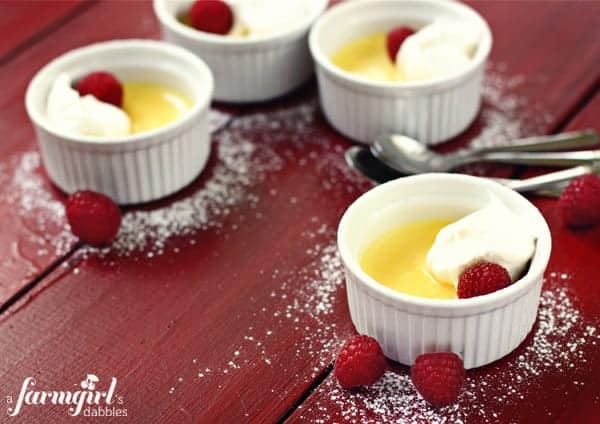 individual lemon custard cups with fresh raspberries