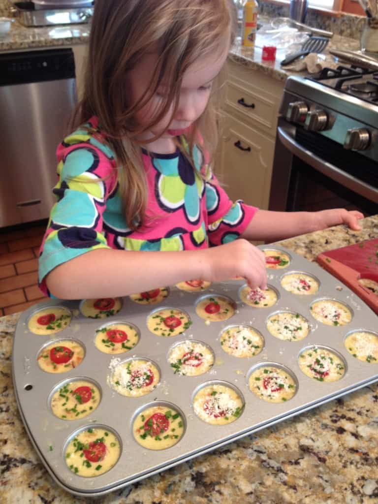 a girl making frittatas