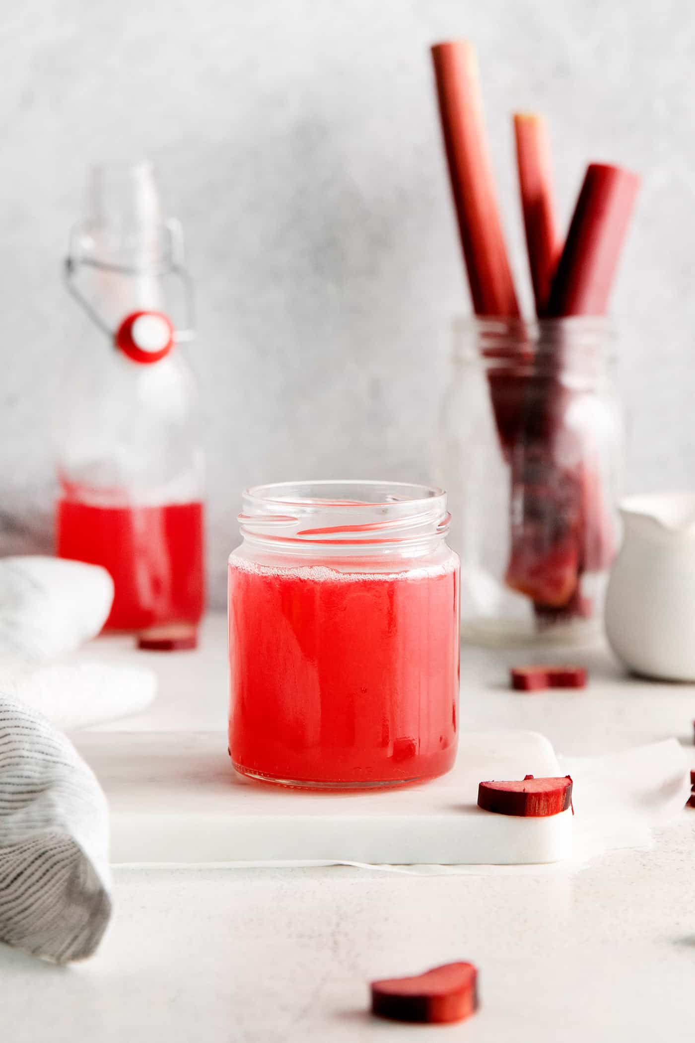 a small jar of rhubarb syrup
