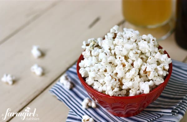 a Bowl of Parmesan Dill & Garlic Popcorn