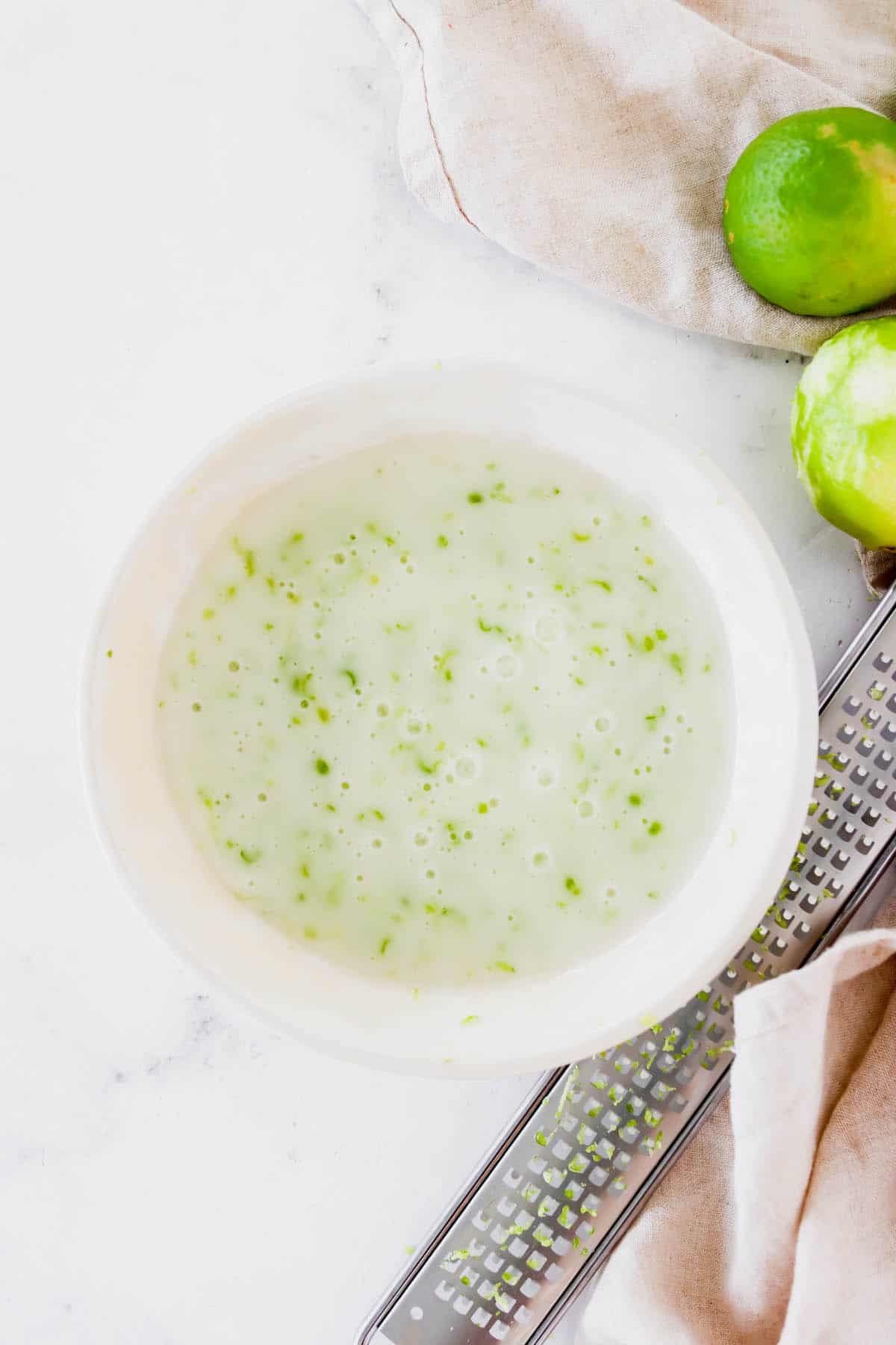 Lime glaze in a white dish