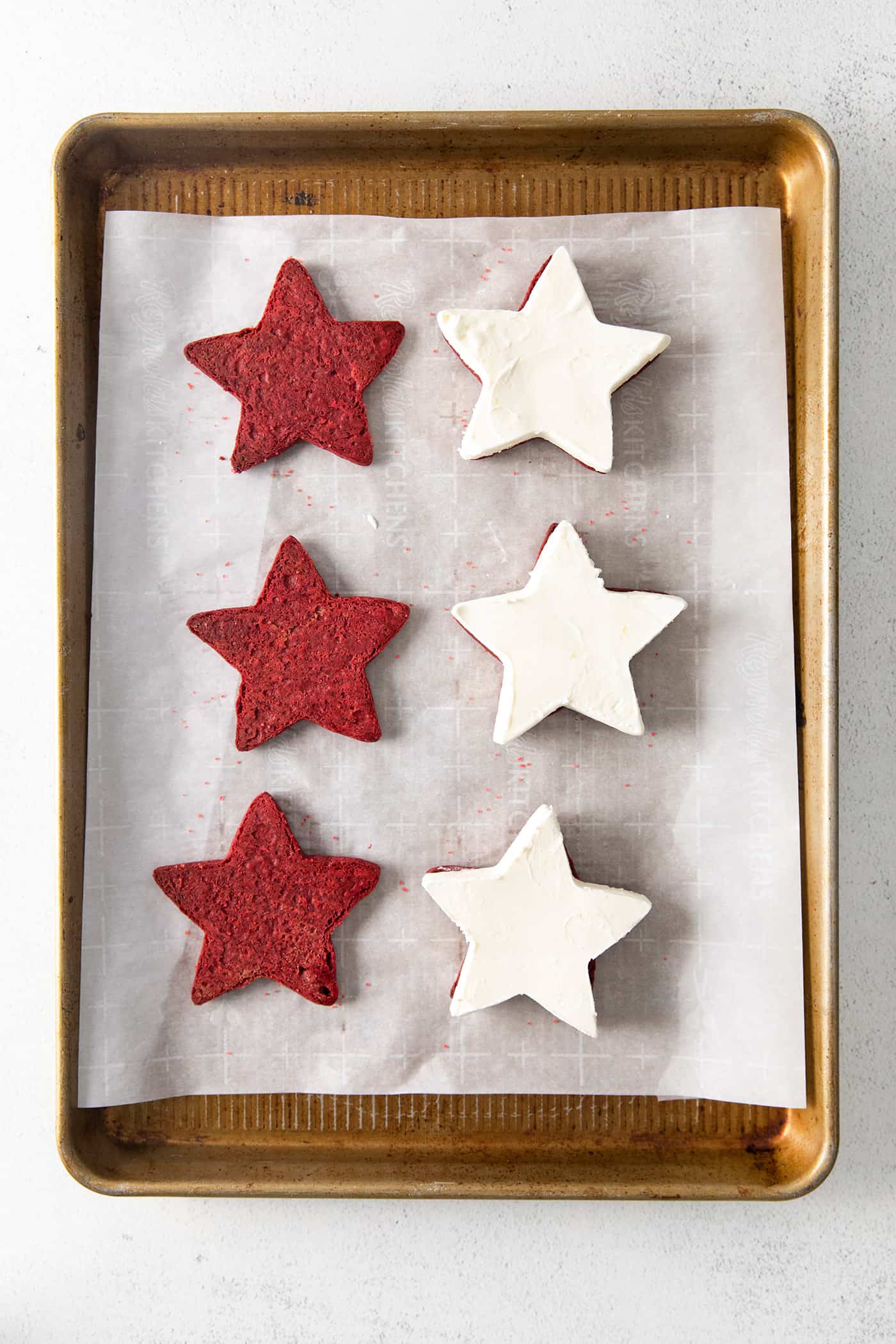 Star shaped ice cream cookies ready to be assembled