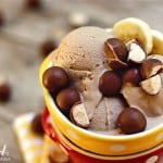 Homemade Chocolate Malt Banana Ice Cream in a Bowl