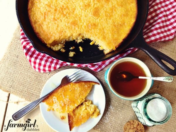 a skillet pan of cornbake