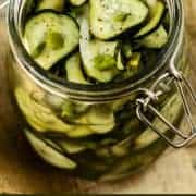 pinterest image of Refrigerator Sweet Pickles