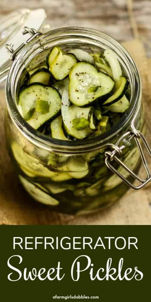 pinterest image of Refrigerator Sweet Pickles