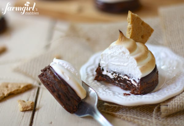 a forkful of marshmallow brownie