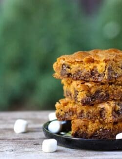 a stack of marshmallow butterscotch bars