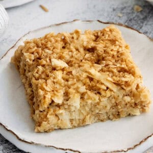 Landscape photo of apple and oatmeal bars.