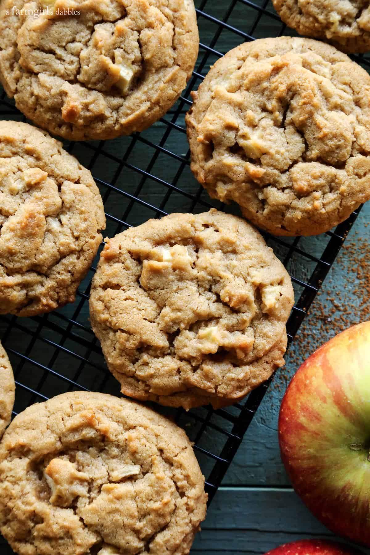 Apple Peanut Butter Cookies on a cooling rack