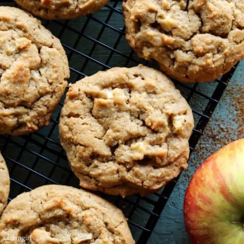 Apple Peanut Butter Cookies on a cooling rack