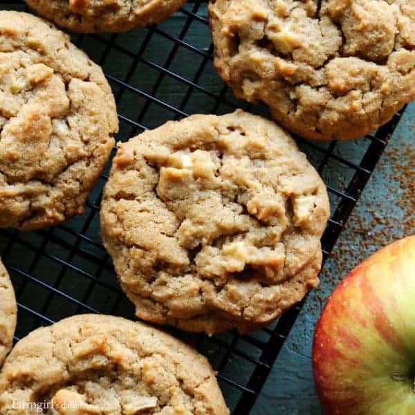 Apple Peanut Butter Cookies from afarmgirlsdabbles.com - The perfect cookies to enjoy on a crisp fall or winter day! #peanutbutter #apple #cookies #fall