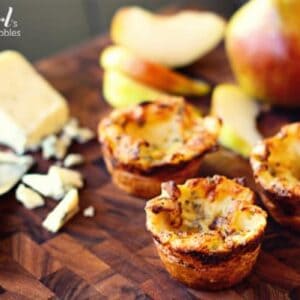 three blue cheese popovers with apple slices