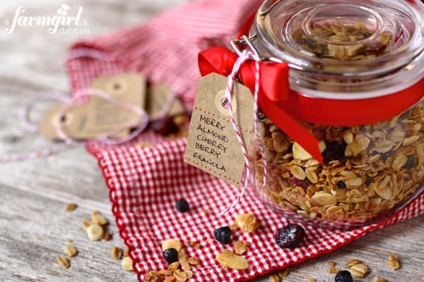 a jar of Almond Cherry Berry Granola