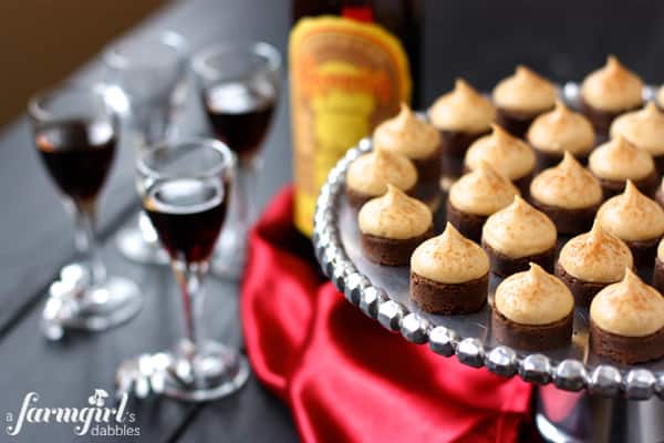 brownie bites with glasses of kahlua