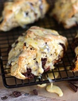 orange scones on a cooling rack