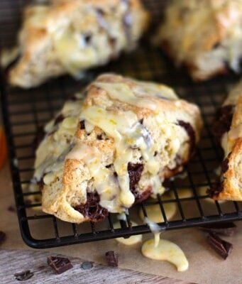 orange scones on a cooling rack