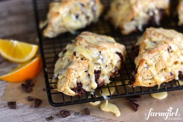 orange scones on a cooling rack