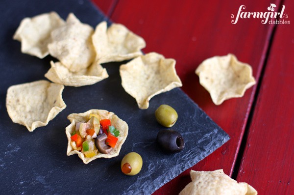 A Tortilla Chip Filled with Annie P's Black Bean Salsa