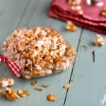 This gift bag of caramel popcorn with cinnamon, almonds, and coconut is the perfect Valentine's Day treat!