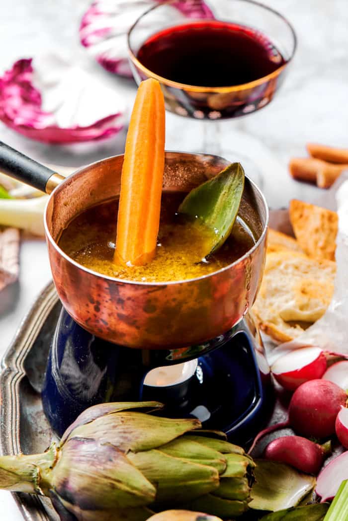 Carrot and artichoke in bagna cauda