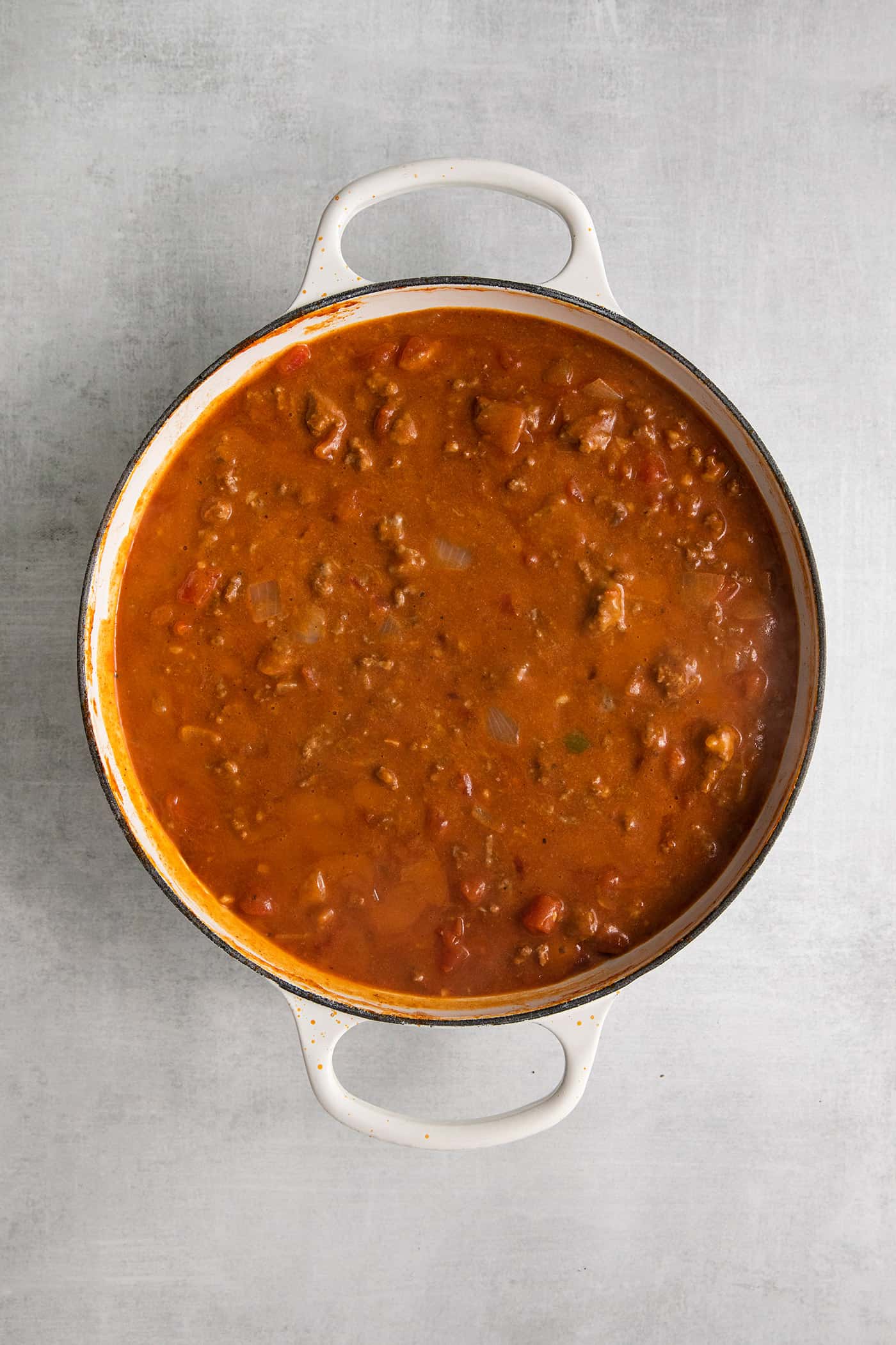 Beef rotel dip in a skillet